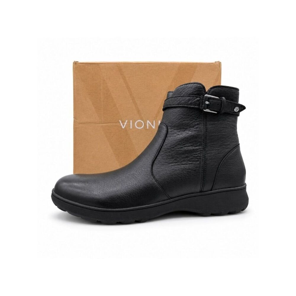 VIONIC Redding Booties Women 7.5 M Black Leather Waterproof Arch Support Boots